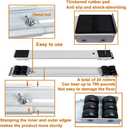Appliance Roller Base with Dual Brake Locks and Adjustable Width