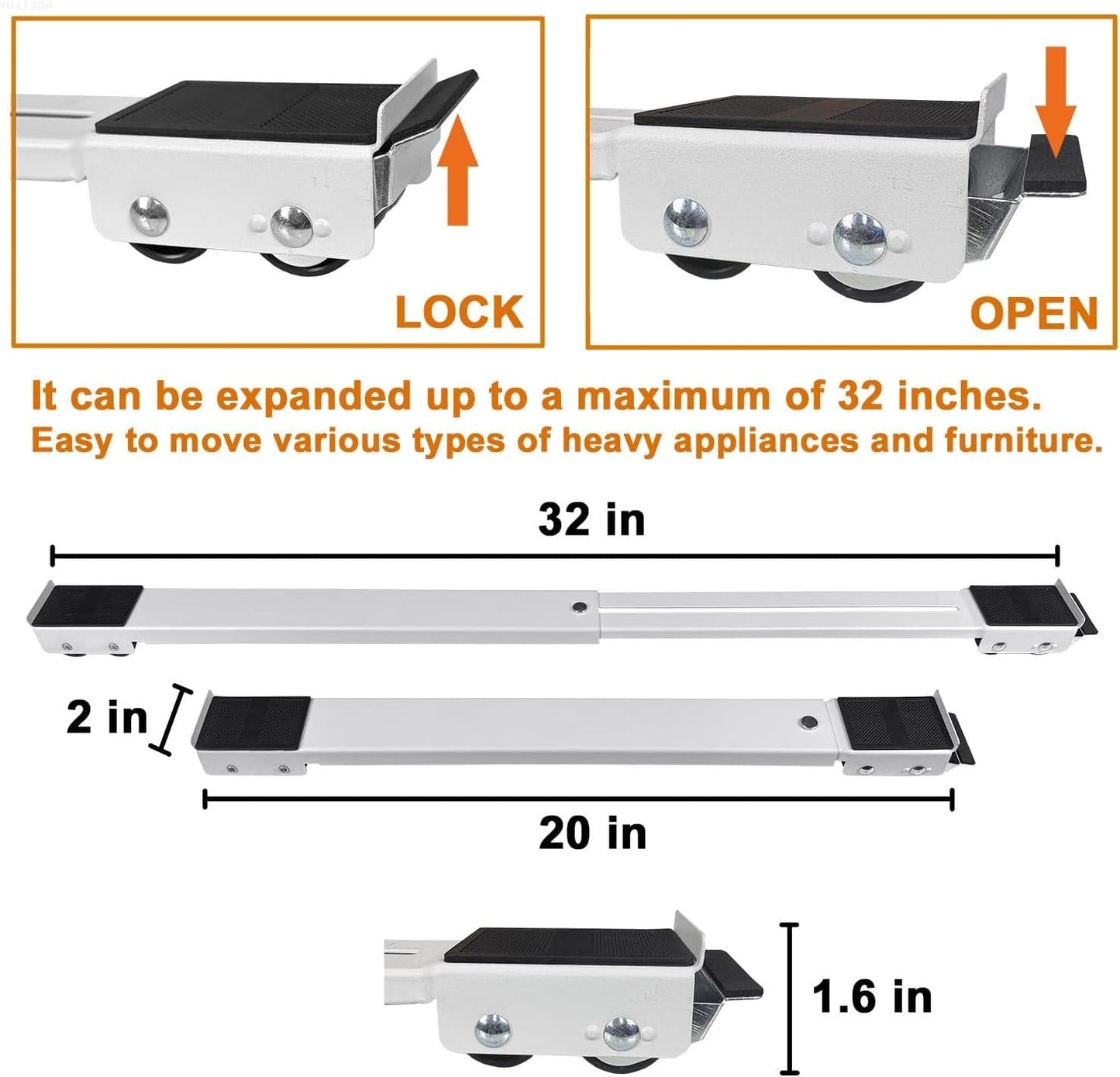 Appliance Roller Base with Dual Brake Locks and Adjustable Width