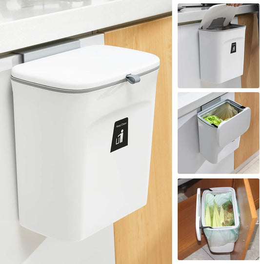 Under-Sink Compost Bin with Rolling Lid and Scraper Tool, 2.4 Gallon Capacity