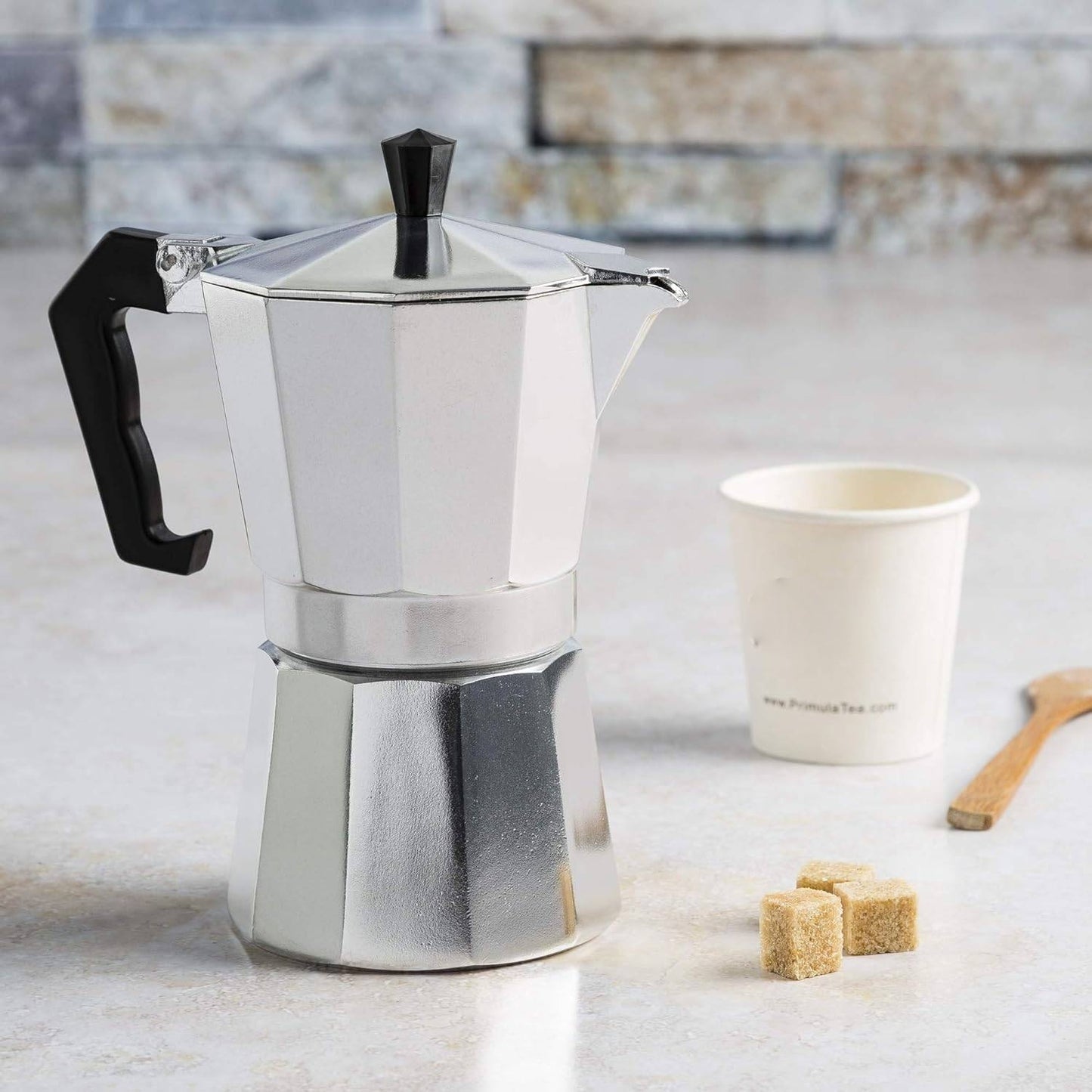 Stovetop Espresso Maker 6-Cup with Heat-Resistant Handle and Milk Frother