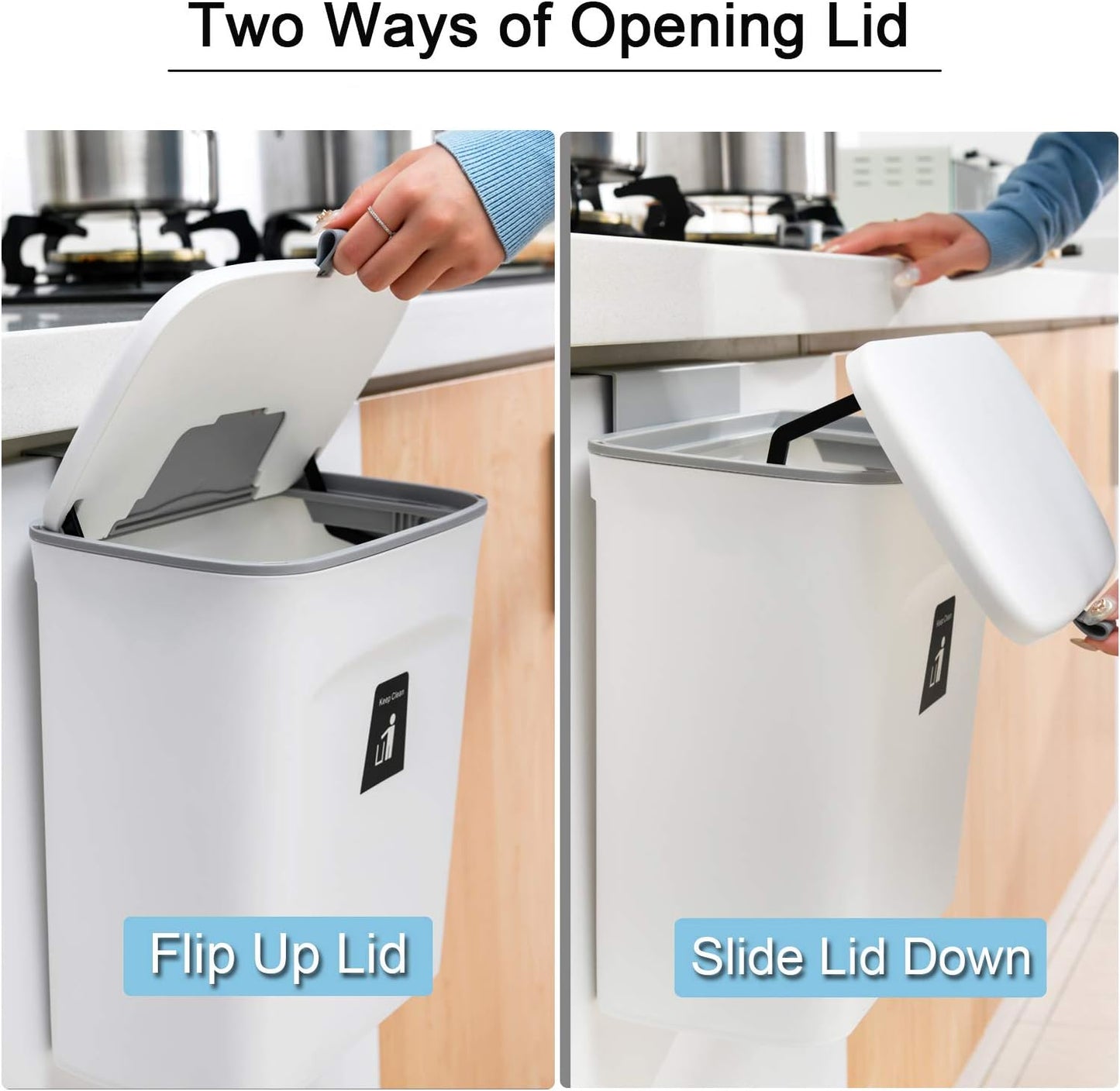 Under-Sink Compost Bin with Rolling Lid and Scraper Tool, 2.4 Gallon Capacity