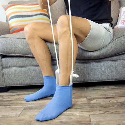 Sock Aid with Handle Straps and Sponge Grip for Upright Dressing