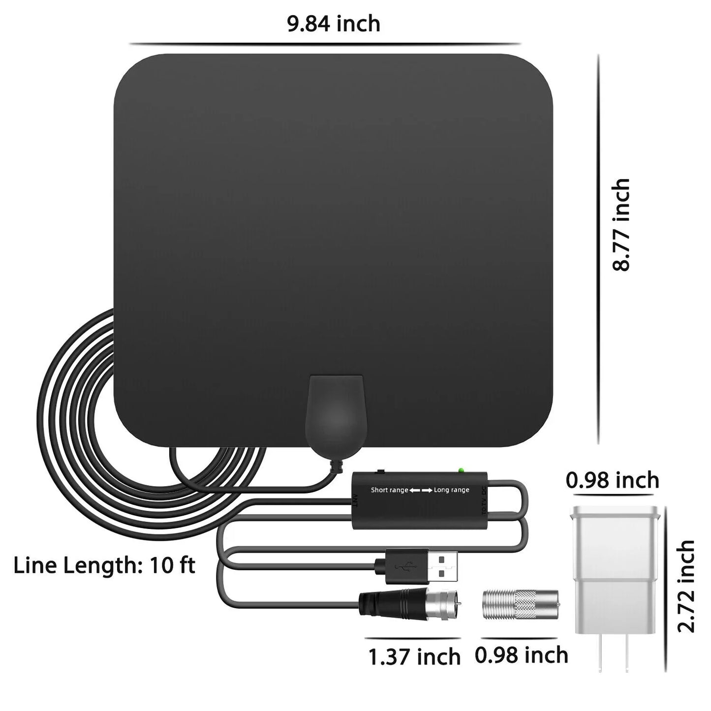 Indoor Digital TV Antenna with Signal Booster and 37dB Amplification for Local Channels