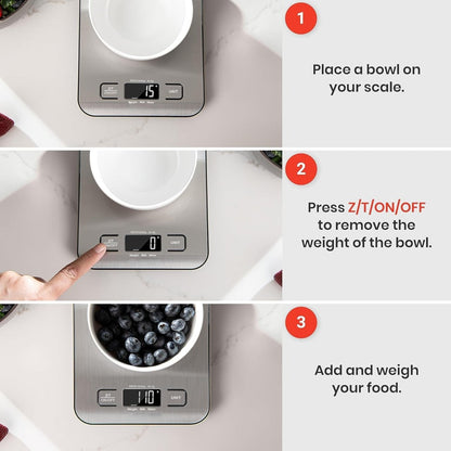 Precision Kitchen Scale with Backlit Display and Tare Function