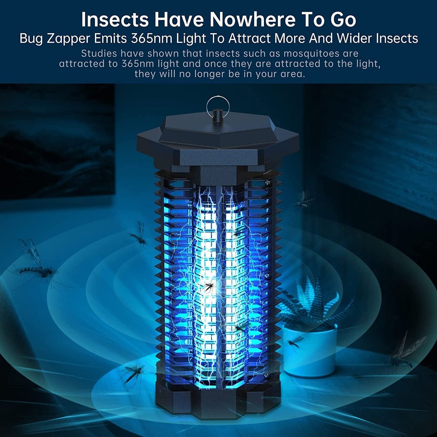 Ultraviolet Bug Zapper with Steel Grid and Removable Insect Trap