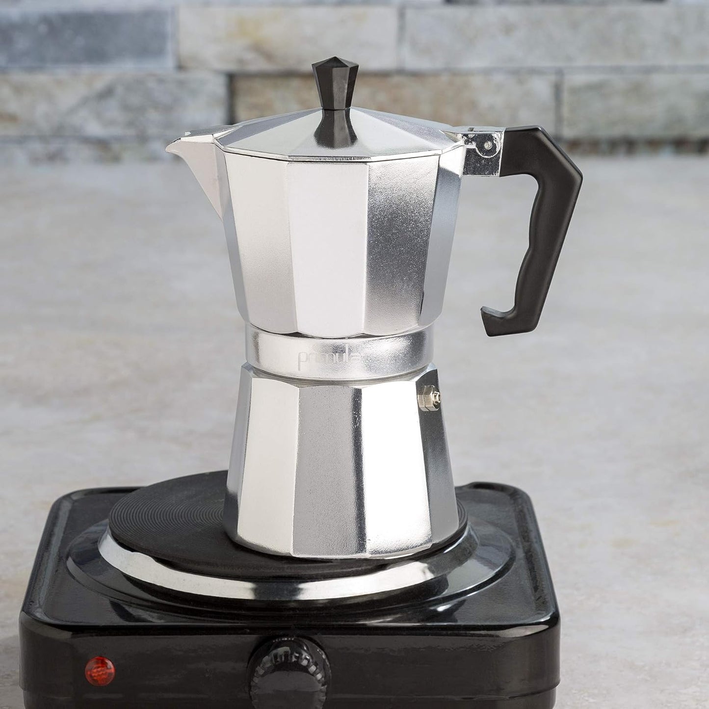 Stovetop Espresso Maker 6-Cup with Heat-Resistant Handle and Milk Frother