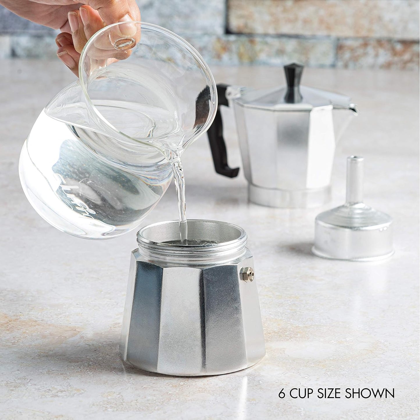 Stovetop Espresso Maker 6-Cup with Heat-Resistant Handle and Milk Frother