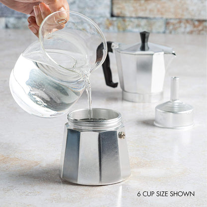 Stovetop Espresso Maker 6-Cup with Heat-Resistant Handle and Milk Frother