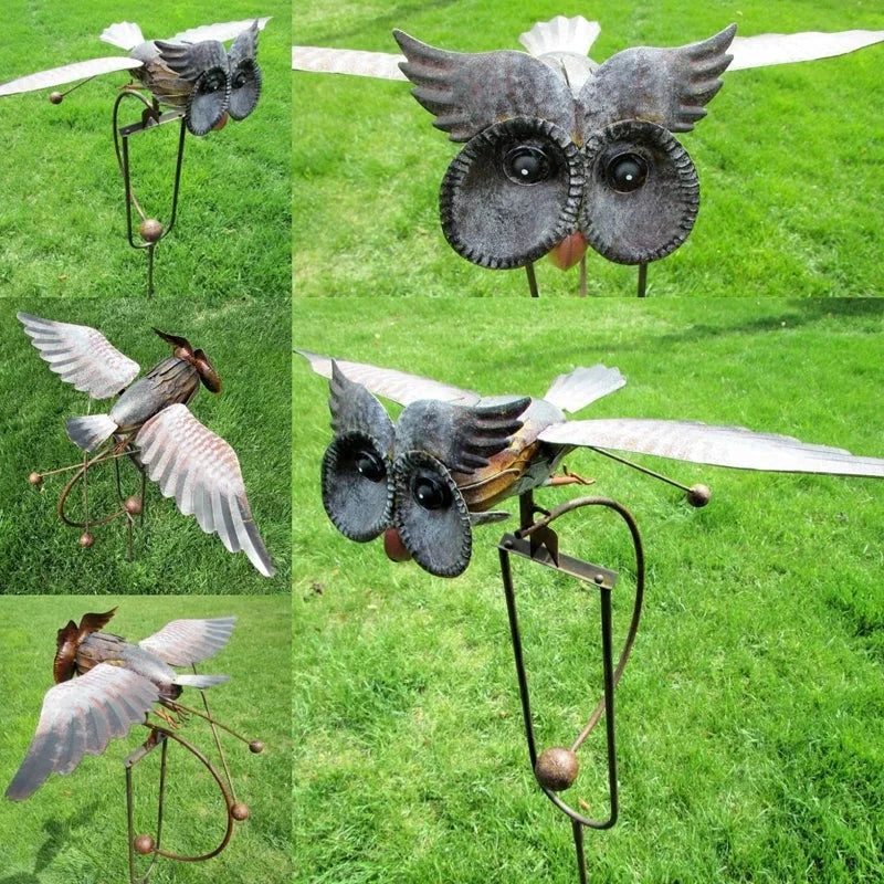 Metal Wind Bird Sculpture with Bearing Guided Wings and Weighted Balance System