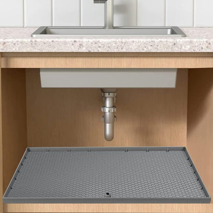 Silicone Under Sink Mat with Raised Edges and Non-Slip Surface, Trimmable
