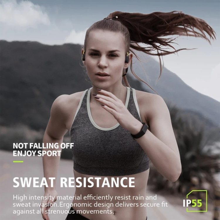 Bone Conduction Headphones with Open Ear Design and Wireless Bluetooth, Sweatproof for Outdoor Sports