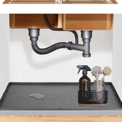 Silicone Under Sink Mat with Raised Edges and Non-Slip Surface, Trimmable