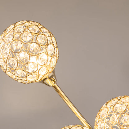 Bale 5-Light Crystal Floor Lamp, Gold Tone Metal Frame, 61.4"