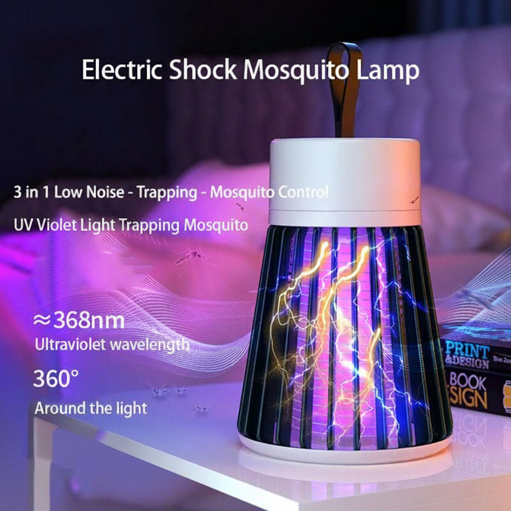 Rechargeable Mosquito Killer Lamp with UV Light and Electric Shock Grid, 6-Hour Runtime