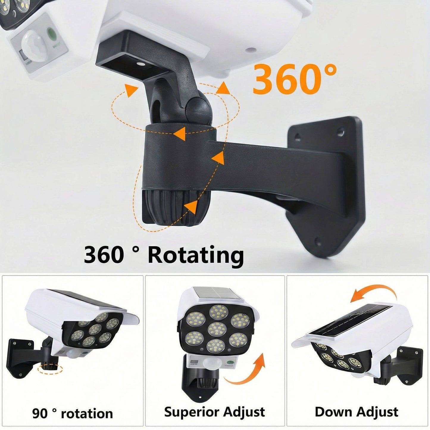 Solar Motion Sensor Floodlight with 77 LED Bulbs and 360-Degree Rotation, IP65 Waterproof