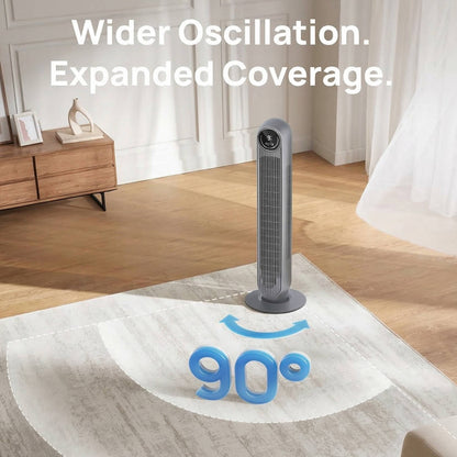 Bladeless Tower Fan with 8 Speed Settings and 90 Degree Oscillation, Ultra Quiet 20 Decibel Operation