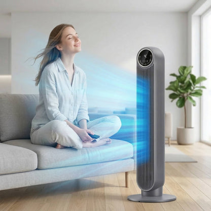Bladeless Tower Fan with 8 Speed Settings and 90 Degree Oscillation, Ultra Quiet 20 Decibel Operation