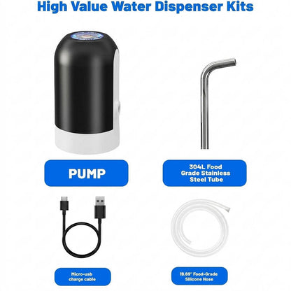 Electric Water Pump with USB Rechargeable Battery and Auto Shutoff for 3-5 Gallon Bottles