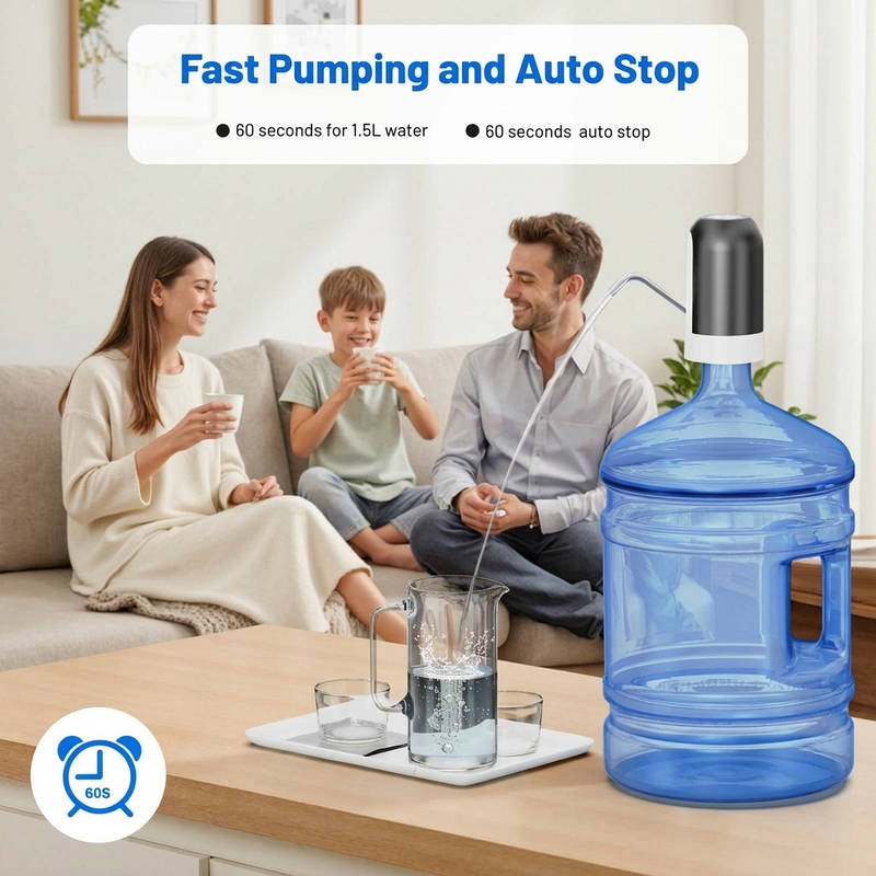 Electric Water Pump with USB Rechargeable Battery and Auto Shutoff for 3-5 Gallon Bottles