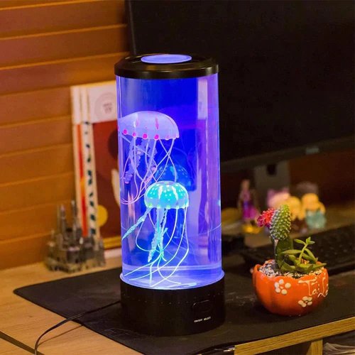 Jellyfish Aquarium Night Light with Color-Changing LED and Motorized Water Motion
