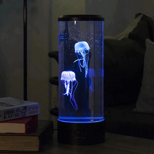 Jellyfish Aquarium Night Light with Color-Changing LED and Motorized Water Motion