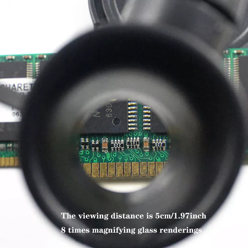 LED Magnifying Glasses with Interchangeable Lenses and Built-In Light, 8x 15x 23x
