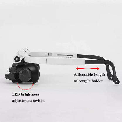 LED Magnifying Glasses with Interchangeable Lenses and Built-In Light, 8x 15x 23x