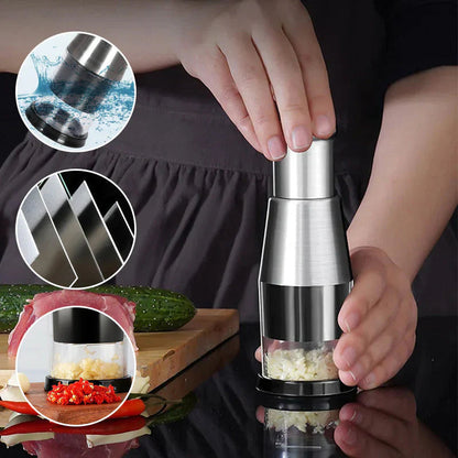 Garlic Chopper with Adjustable Texture Control and Stainless Steel Blades