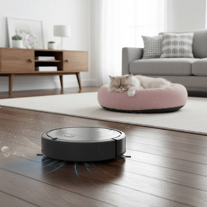 Robot Vacuum Cleaner with Quiet Operation and Fine Particle Filtration for Hard Floors