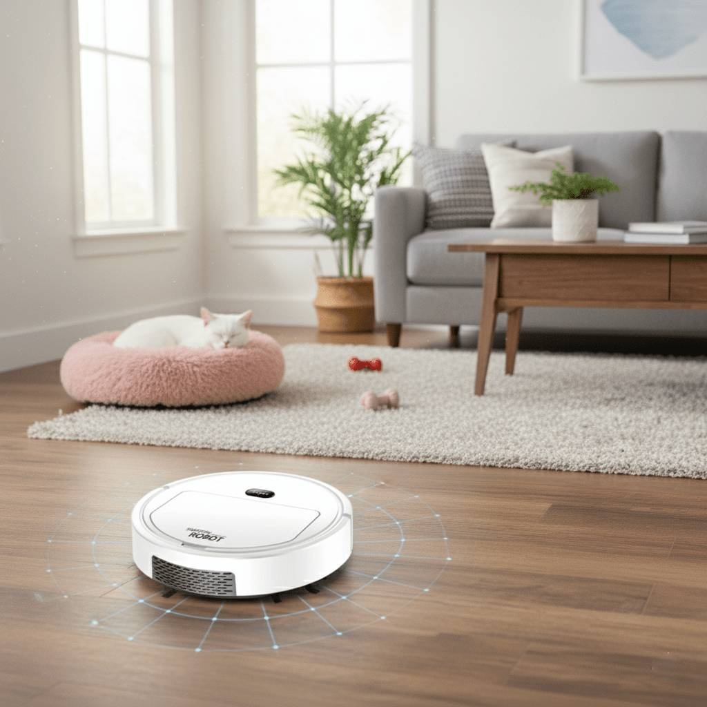Robot Vacuum Cleaner with Quiet Operation and Fine Particle Filtration for Hard Floors