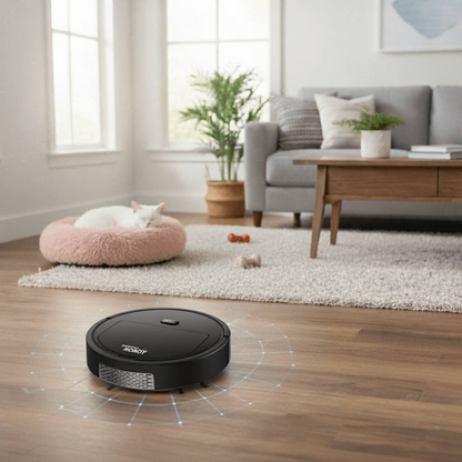 Robot Vacuum Cleaner with Quiet Operation and Fine Particle Filtration for Hard Floors