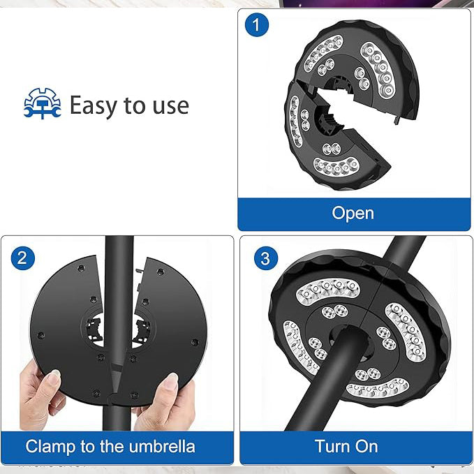 Rechargeable Parasol Light with Warm White LED and USB Charging