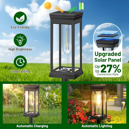 Solar Pathway Lights with Automatic Dusk-to-Dawn Sensor and Waterproof Design, 2-Pack