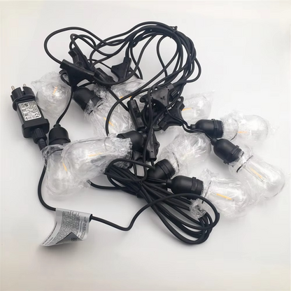 Waterproof LED String Lights with Edison Bulbs and Warm Glow, 20ft Outdoor