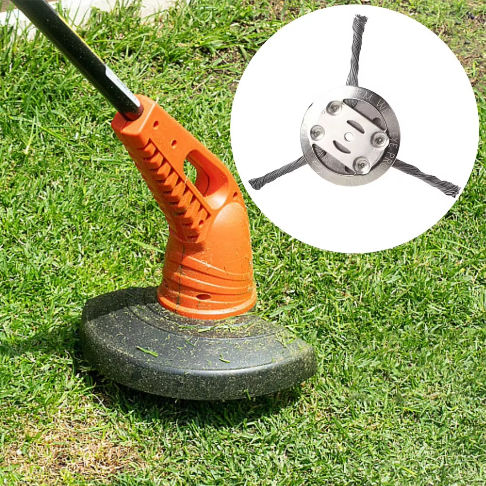 Wire Brush Trimmer Head for Battery Powered Grass Trimmers, 6-Inch