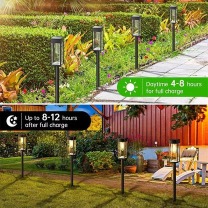 Solar Pathway Lights with Automatic Dusk-to-Dawn Sensor and Waterproof Design, 2-Pack