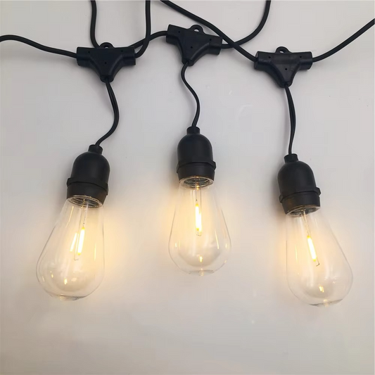 Waterproof LED String Lights with Edison Bulbs and Warm Glow, 20ft Outdoor