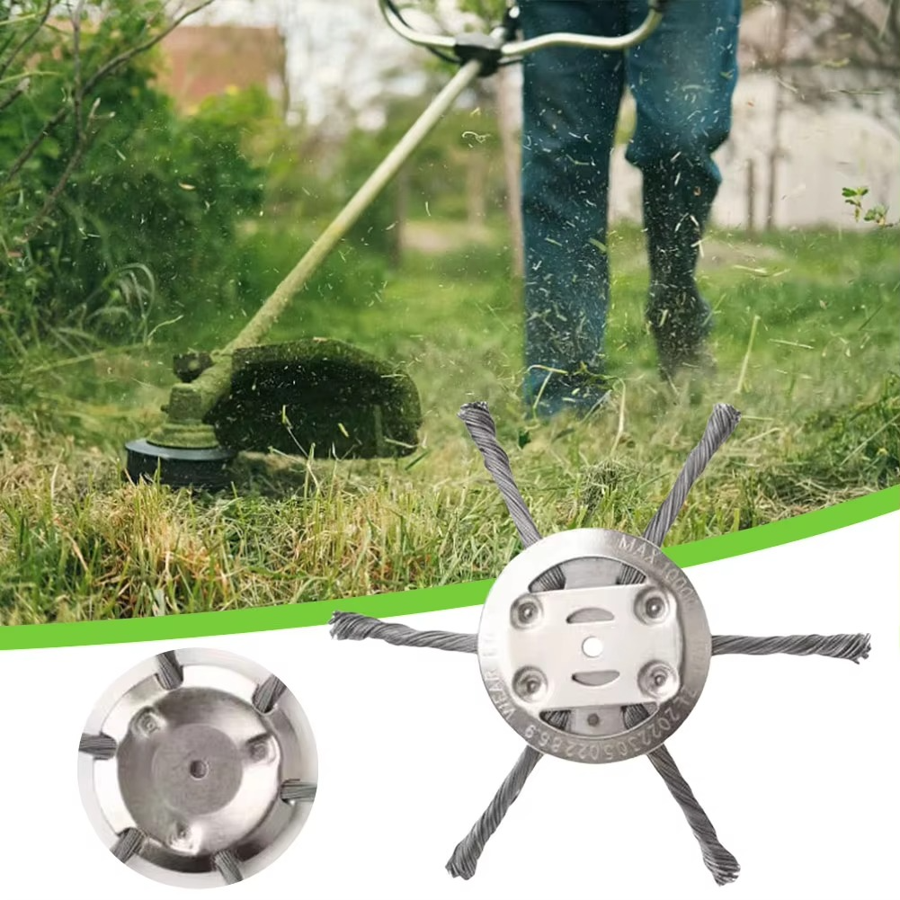 Wire Brush Trimmer Head for Battery Powered Grass Trimmers, 6-Inch