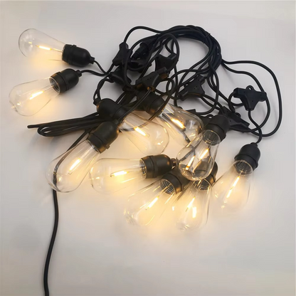 Waterproof LED String Lights with Edison Bulbs and Warm Glow, 20ft Outdoor