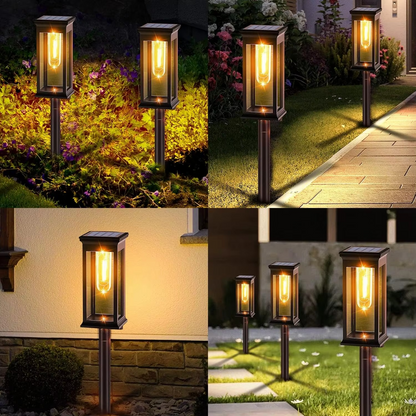Solar Pathway Lights with Automatic Dusk-to-Dawn Sensor and Waterproof Design, 2-Pack
