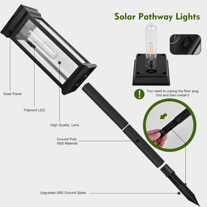 Solar Pathway Lights with Automatic Dusk-to-Dawn Sensor and Waterproof Design, 2-Pack