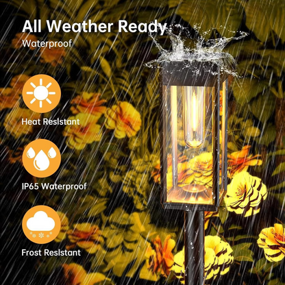 Solar Pathway Lights with Automatic Dusk-to-Dawn Sensor and Waterproof Design, 2-Pack