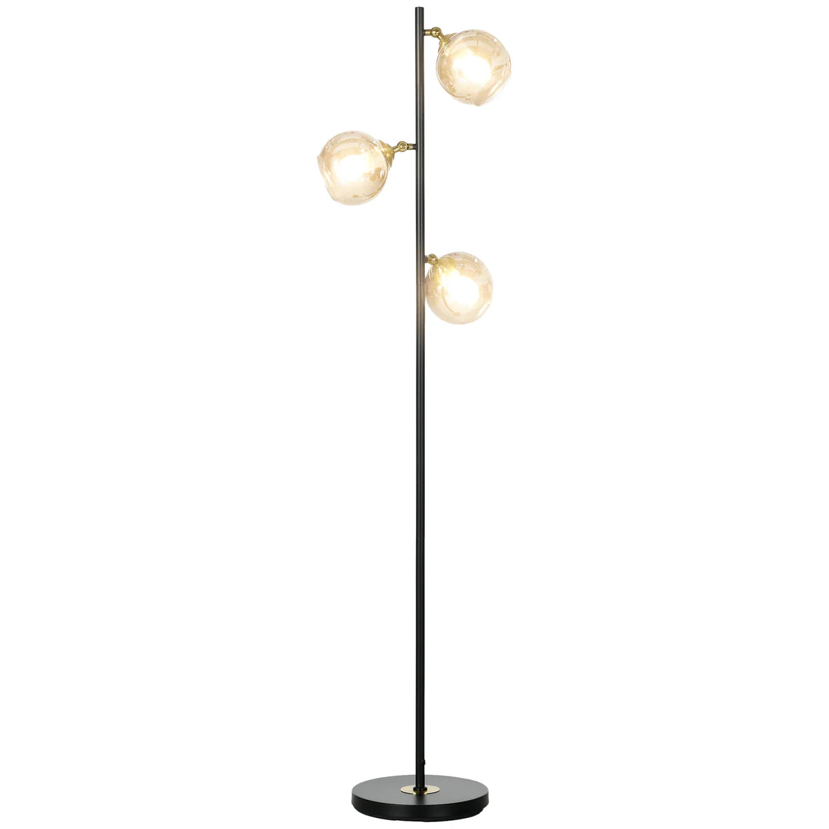 Bellro 3-Light Floor Lamp with Adjustable Glass Shades, 63.8"