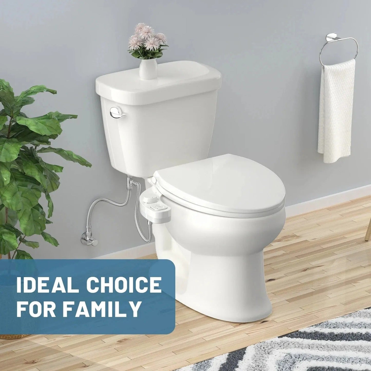 Bidet Attachment with Dual Nozzle Spray and Adjustable Water Pressure