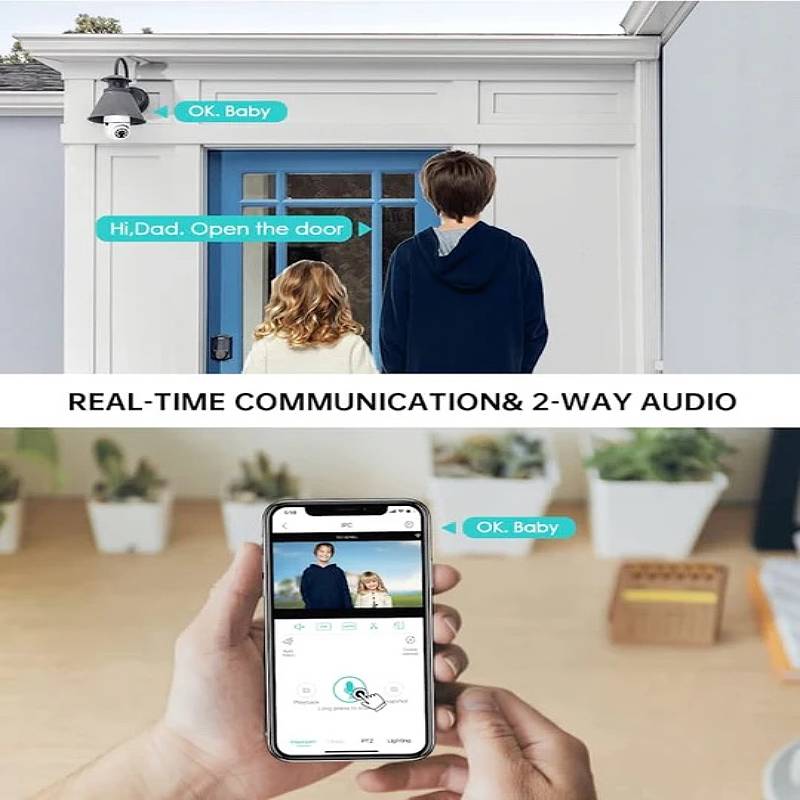 Light Bulb Security Camera with 360° Panoramic View and 1080P HD, Two-Way Audio