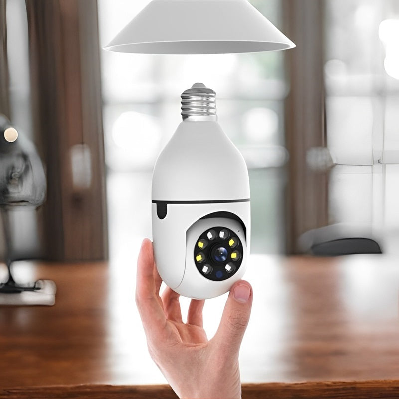 Light Bulb Security Camera with 360° Panoramic View and 1080P HD, Two-Way Audio