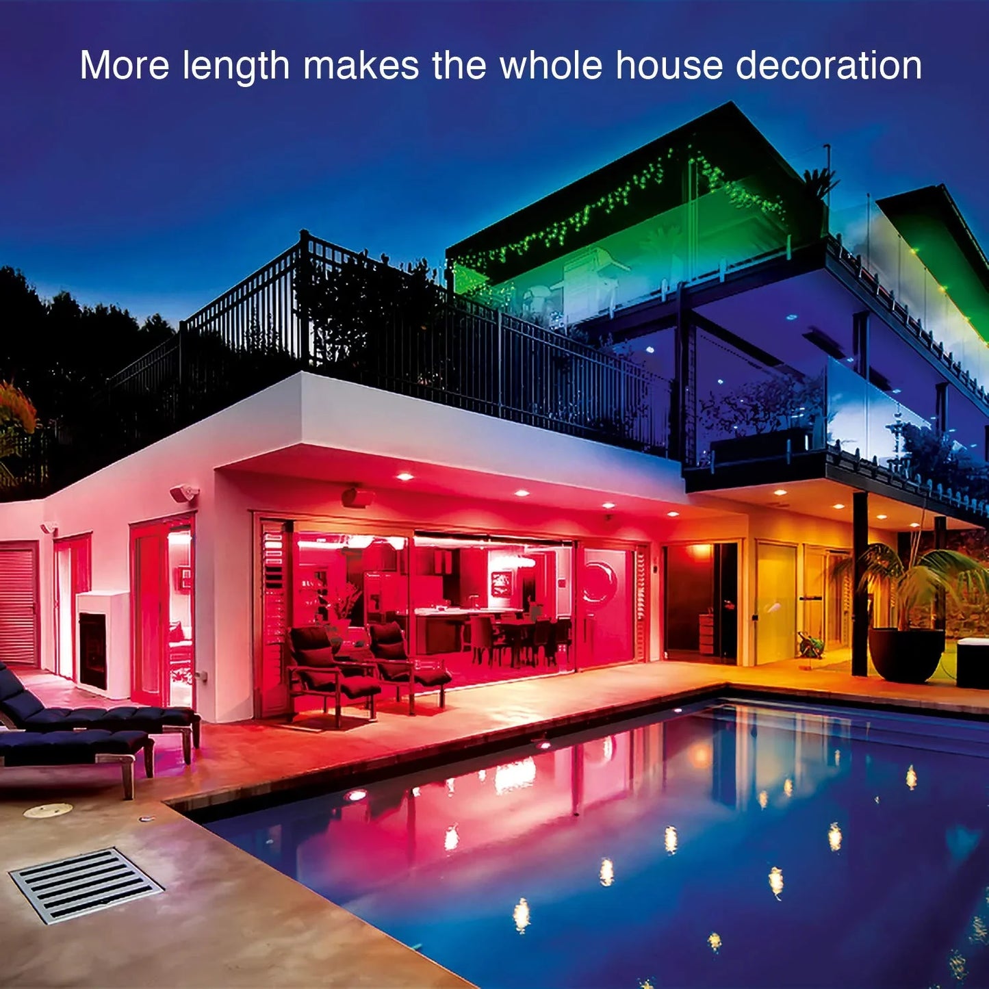 Multi-Color LED Strip Light 32.8ft with Infrared Remote and 16 Color Options
