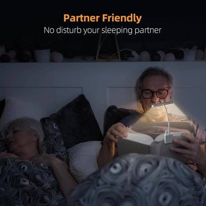 Clip-On Book Light with 19 LED Beads and 3 Color Temperatures, Flexible Neck