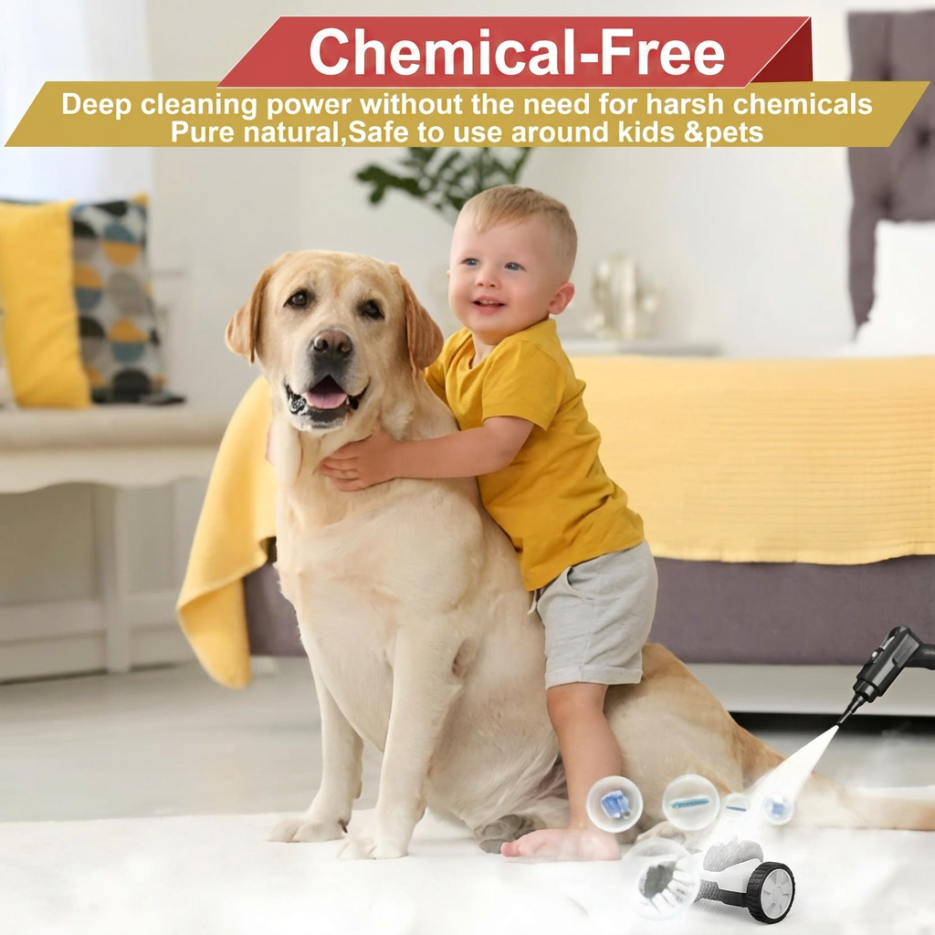 Handheld Steam Cleaner with Six Speed Settings and Five Brush Heads