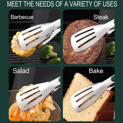 Stainless Steel Kitchen Tongs with Scalloped Grip and Lightweight Design